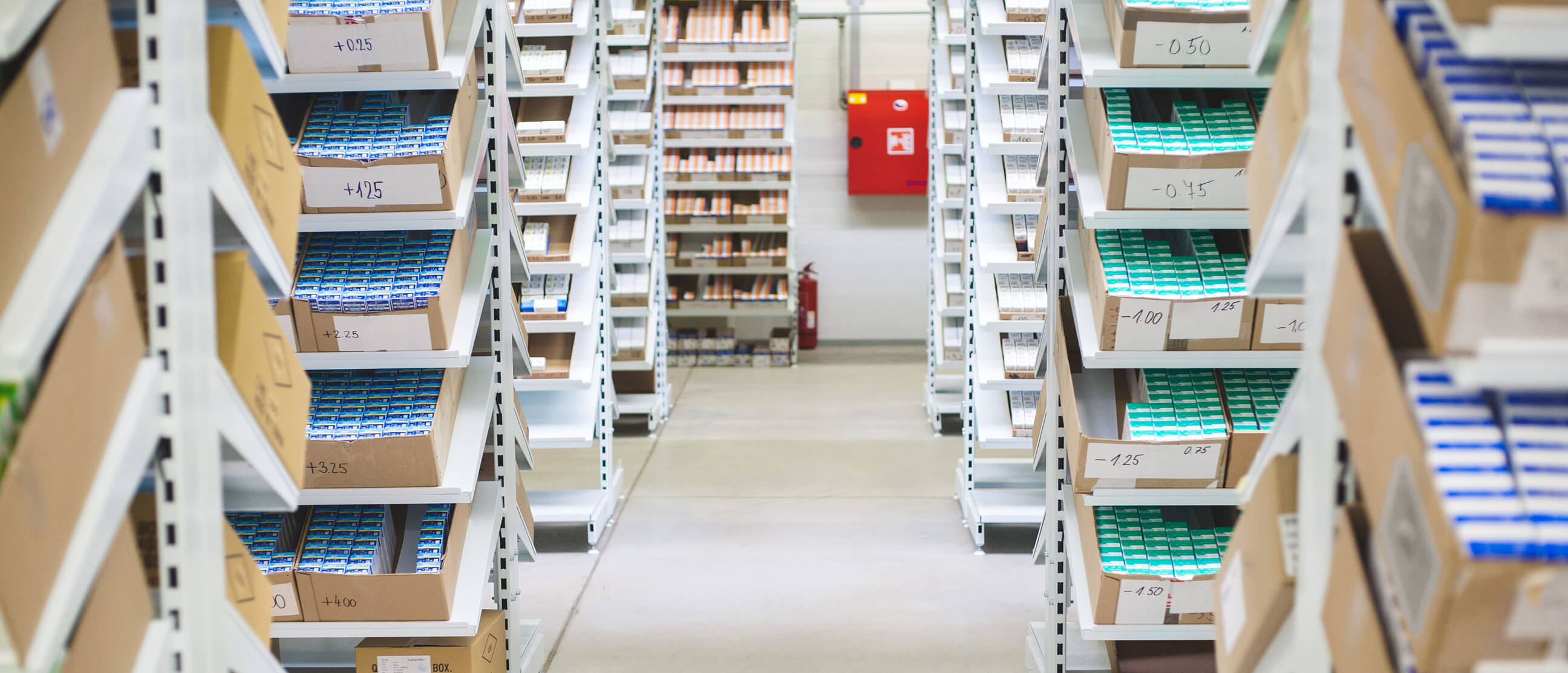 A warehouse storing contact lenses.